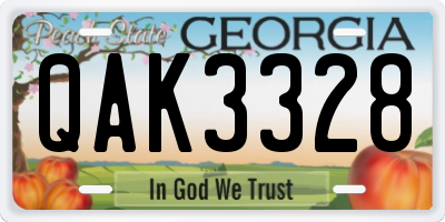 GA license plate QAK3328