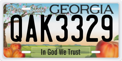 GA license plate QAK3329