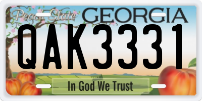 GA license plate QAK3331