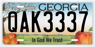 GA license plate QAK3337