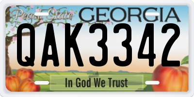 GA license plate QAK3342