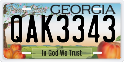 GA license plate QAK3343