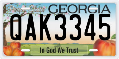 GA license plate QAK3345