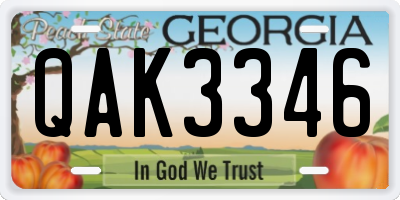 GA license plate QAK3346