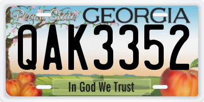 GA license plate QAK3352
