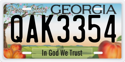 GA license plate QAK3354