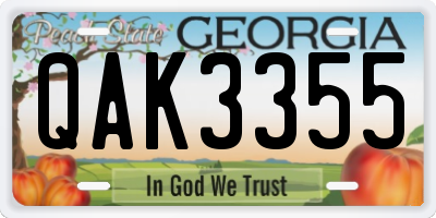 GA license plate QAK3355