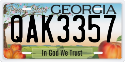 GA license plate QAK3357