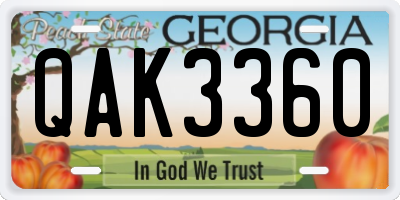 GA license plate QAK3360