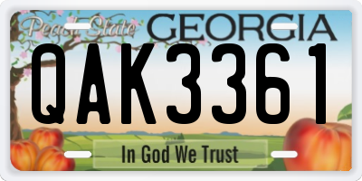 GA license plate QAK3361