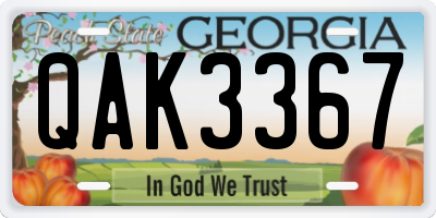 GA license plate QAK3367