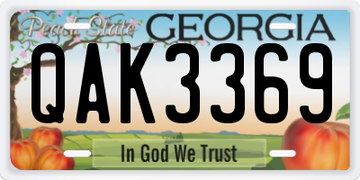 GA license plate QAK3369
