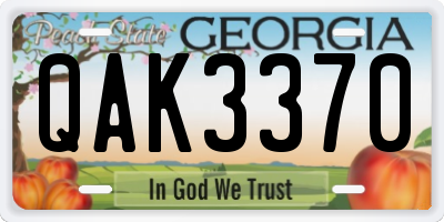 GA license plate QAK3370