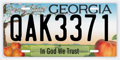 GA license plate QAK3371