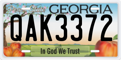 GA license plate QAK3372