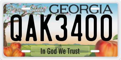 GA license plate QAK3400