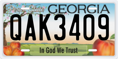 GA license plate QAK3409
