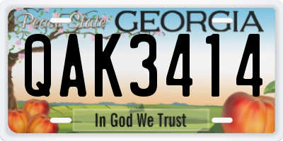 GA license plate QAK3414