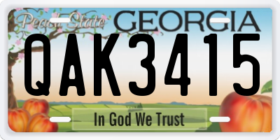 GA license plate QAK3415