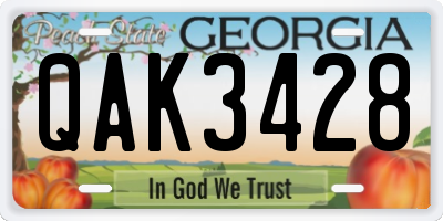 GA license plate QAK3428