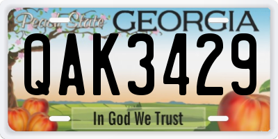 GA license plate QAK3429