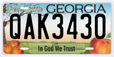 GA license plate QAK3430