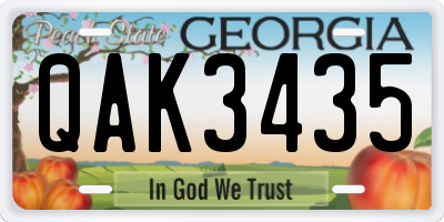 GA license plate QAK3435