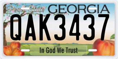 GA license plate QAK3437