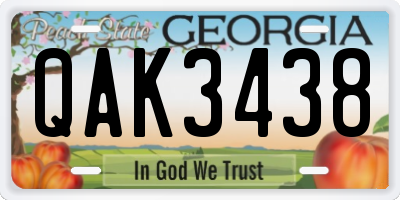 GA license plate QAK3438