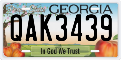 GA license plate QAK3439