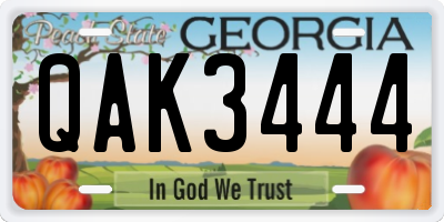 GA license plate QAK3444