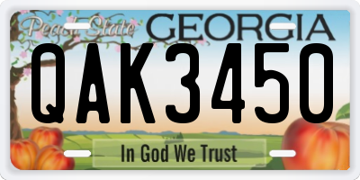 GA license plate QAK3450