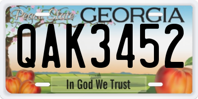 GA license plate QAK3452
