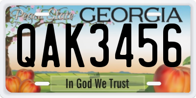 GA license plate QAK3456
