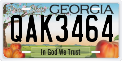 GA license plate QAK3464