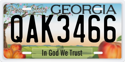 GA license plate QAK3466