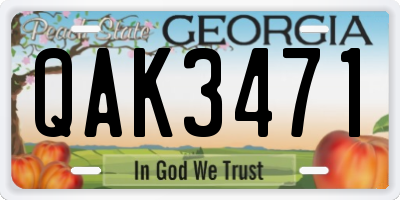 GA license plate QAK3471