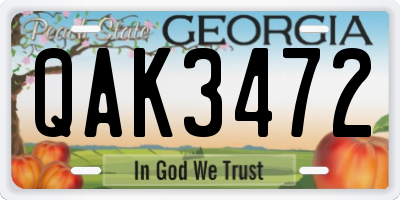 GA license plate QAK3472