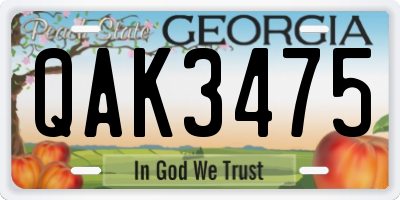 GA license plate QAK3475