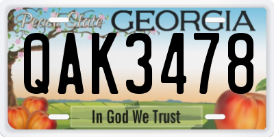 GA license plate QAK3478