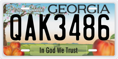 GA license plate QAK3486