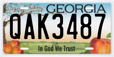GA license plate QAK3487