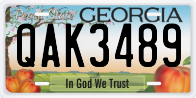GA license plate QAK3489