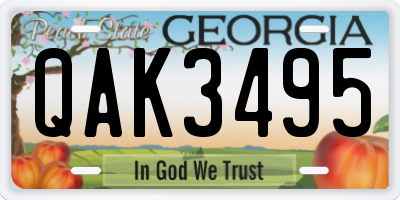 GA license plate QAK3495