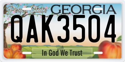 GA license plate QAK3504