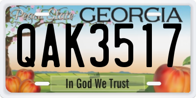 GA license plate QAK3517