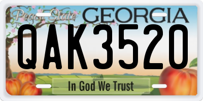 GA license plate QAK3520