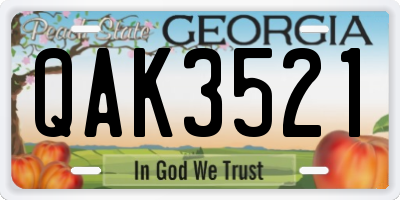 GA license plate QAK3521