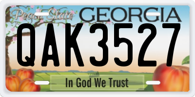 GA license plate QAK3527