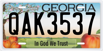 GA license plate QAK3537